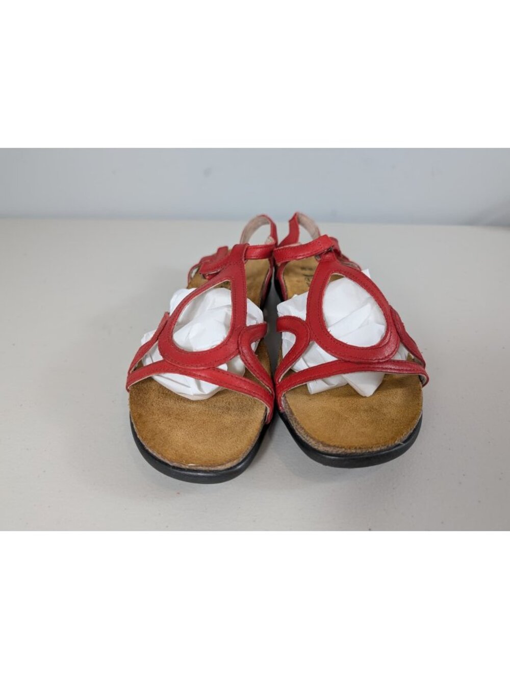Naot Red Leather Sandals women's Size 8.5-9 Cork Footbed